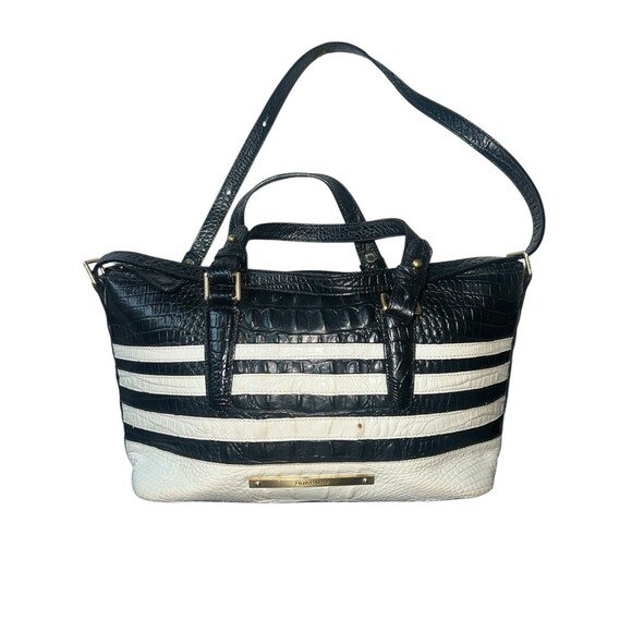 Brahmin Mini Asher Satchel Bag in Black & White Corsica - Picture 1 of 8